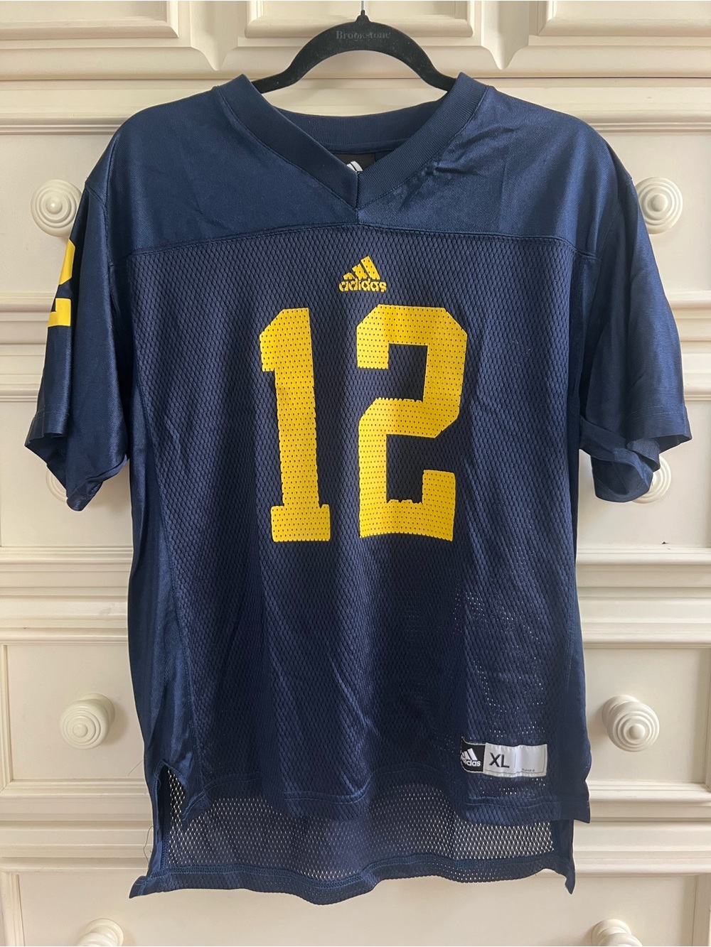 adidas Navy Blue Football Jersey with Yellow Number 12 - Kids